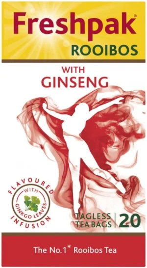 Freshpak Rooibos with Ginseng Flavoured Tea Box (20 Bags) | Shop Online