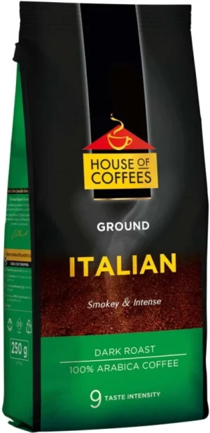House Of Coffees Italian - Dark Roast & Ground Coffee (250 g) | Shop Online