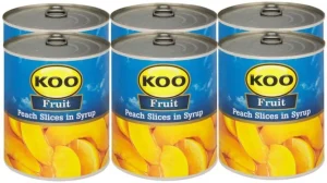 KOO Peach Slices in Syrup Fruits (825 g Pack of 6) | Shop Online