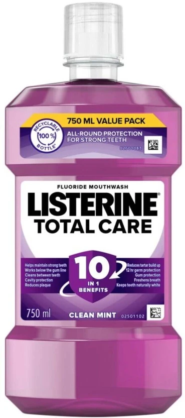 Listerine Mouthwash Total Care Clean Mint (750 ml) | Shop Online
