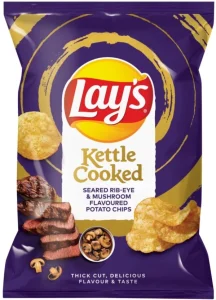 Lay’s Kettle Cooked Seared Rib-Eye & Mushroom Flavoured Potato Chips (1 x 120 g) | Shop Online