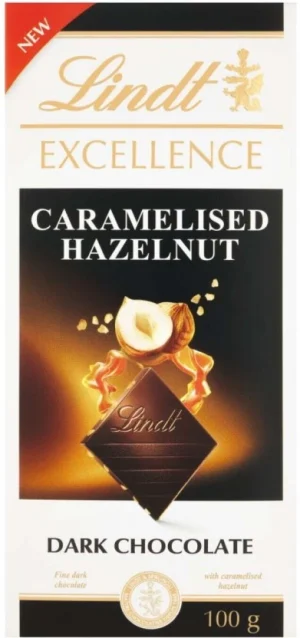 Lindt CHOC/SLAB CARAMELISD HAZELNUT Dark Chocolate Slabs (100 g) | Shop Online