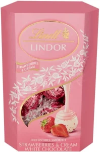 Lindt Lindor Irresistibly Smooth Strawberries and Cream White Chocolate Milk Bars (200 g) | Shop Online