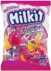 Milkit Fruit Shake Lollipops Strawberry, Banana Lollipop (Pack of 1 x 48 pieces) | Shop Online