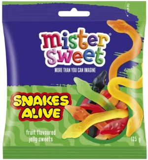 Mister Sweet Snakes Alive Fruit Jelly Sweets (Pack of 1 x 125 g) | Shop Online
