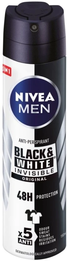 Nivea Antiperspirant Black & White Deodorant Spray - For Men (150 ml Pack of 6) | Shop Online