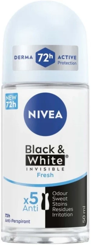 Nivea Black & White Invisible Fresh Deodorant Roll-on - For Women (50 ml Pack of 6) | Shop Online