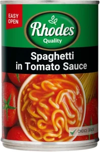 Rhodes Spaghetti in Tomato Sauce Pasta (410 g Pack of 12) | Shop Online