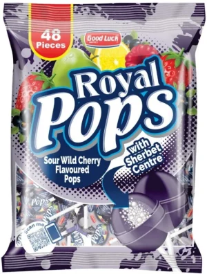Royal Pops Royal Pops Sour Wild Cherry Lollipop  (Pack of 1 x 48 pieces) | Shop Online