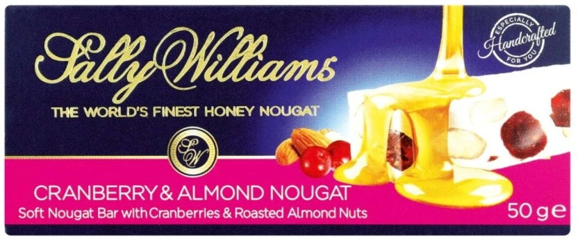 Sally Williams Cranberry and Roasted Almond Nougat White Chocolate Bars (24 x 50 g) | Shop Online