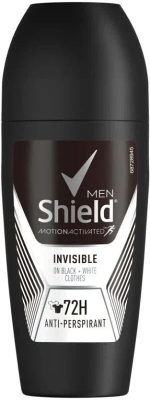 Shield Invisible on Black+White Clothes Deodorant Roll - For Men (50 ml) | Shop Online