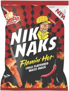 Simba Nik Naks Flamin Hot Chilli Flavoured Maize Snack Puffcorn (22 x 135 g) | Shop Online