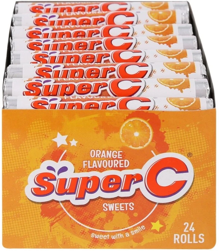 Super C Candy Rolls Orange Sweets (Pack of 24 x 36.9 g) | Shop Online - Image 2