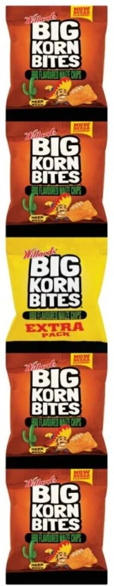 Willards Big Corn Bites BBQ Flavoured Maize Chips (5 x 25 g) | Shop Online