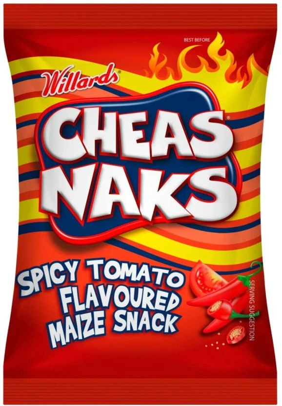 Willards Cheas Naks Spicy Tomato Flavoured Snack Puffcorn (1 x 135 g) | Shop Online