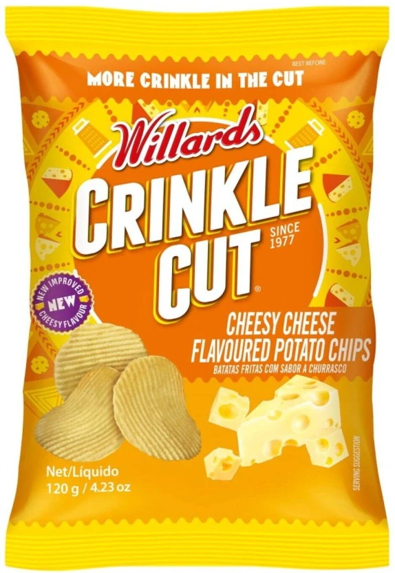 Willards Crinkle Cut Cheese Flavoured Potato Chips (1 x 120 g) | Shop Online