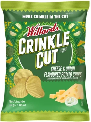 Willards Crinkle Cut Cheese & Onion Flavoured Potato Chips (1 x 30 g) | Shop Online