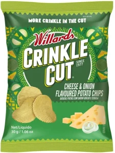 Willards Crinkle Cut Cheese & Onion Flavoured Potato Chips (48 x 30 g) | Shop Online