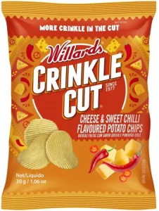 Willards Crinkle Cut Cheese & Sweet Chilli Flavoured Potato Chips (1 x 30 g) | Shop Online