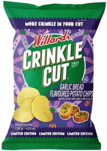 Willards Crinkle Cut Garlic Bread Flavoured Potato Chips (1 x 125 g) | Shop Online