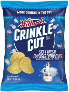 Willards Crinkle Cut Salt & Vinegar Flavoured Potato Chips (1 x 30 g) | Shop Online