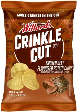 Willards Crinkle Cut Smoked Beef Flavoured Potato Chips (20 x 120 g) | Shop Online