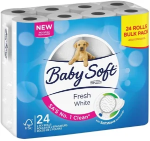 Baby Soft 2 Ply Toilet Paper Roll (Pack of x 24 Rolls) | Shop Online