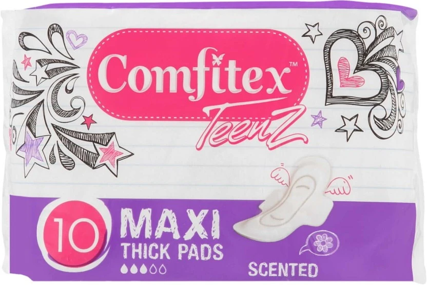 Comfitex Teenz Cotton Maxi Pads Scented Maxisize Sanitary Pad (Pack of 10) | Shop Online