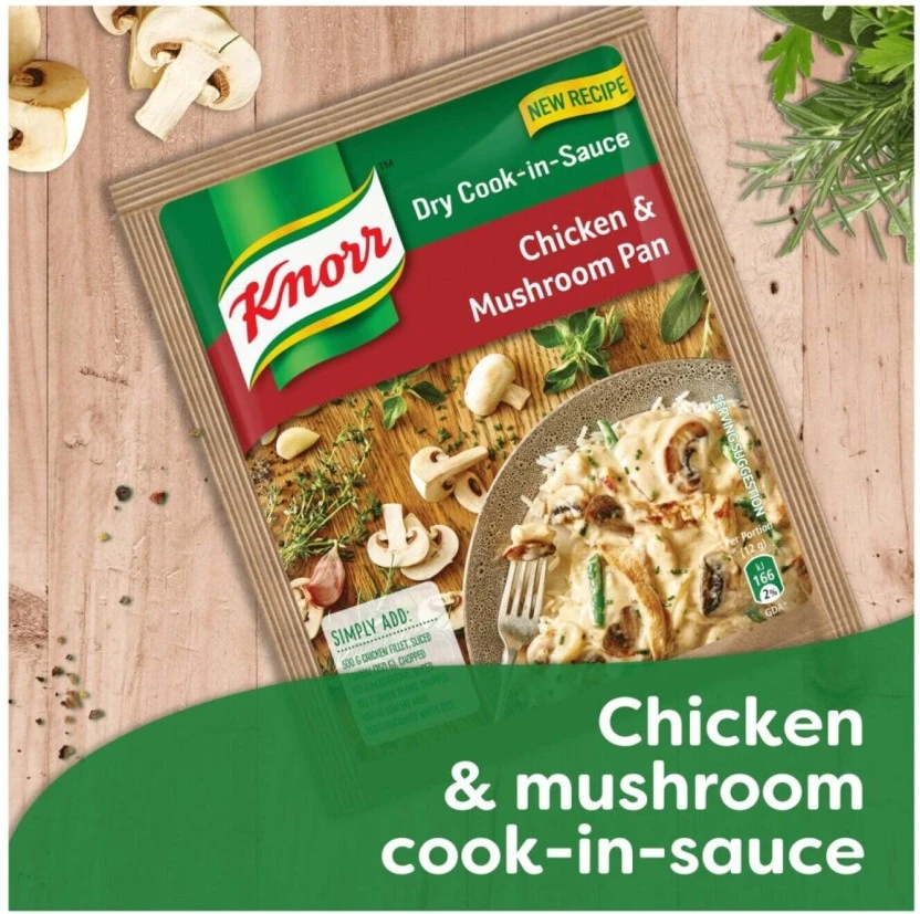 Knorr Chicken and Mushroom Pan Dry Cook Sauce Mix (10 x 58 g) | Shop Online - Image 2