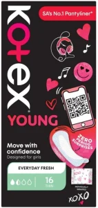 Kotex Young Move With Confidence Designed For Girls Regularsize Pantyliner (Pack of 16) | Shop Online