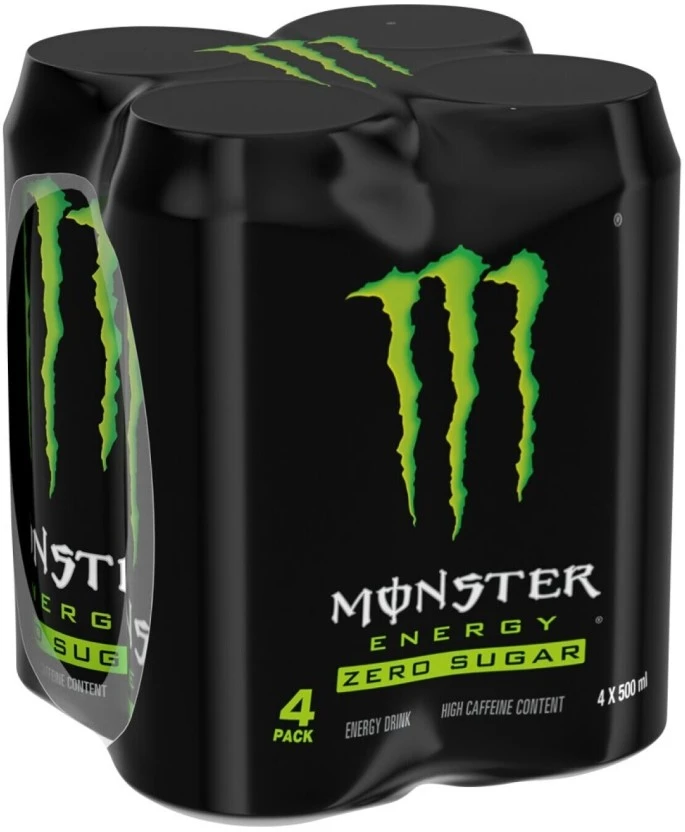 Monster Zero Sugar High Caffeine Content Energy Drink (Unflavoured, 4 x 500 ml) | Shop Online