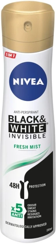 Nivea Antiperspirant Black and White Invisible Deodorant Spray - For Men (150 ml Pack of 6) | Shop Online