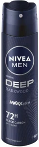 Nivea Deep Black Carbon Dark Wood Deodorant Spray – For Men (150 ml) | Shop Online