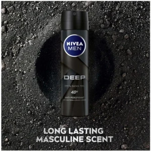 Nivea Deep Black Carbon Dark Wood Deodorant Spray – For Men (150 ml Pack of 6) | Shop Online