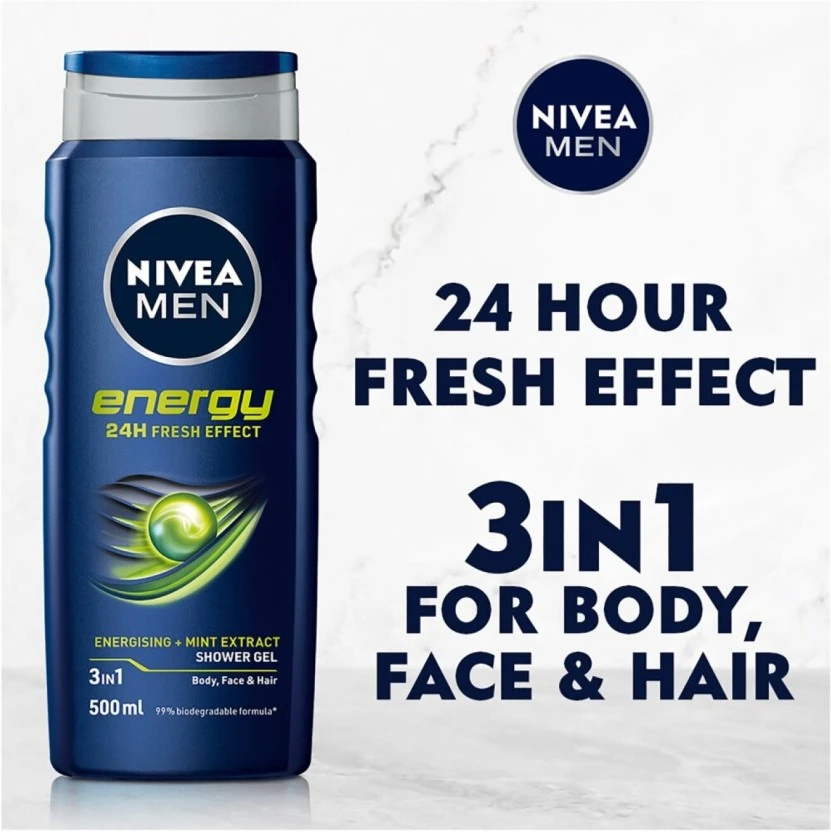 Nivea Men Energy Shower Gel Body Wash (500 ml) | Shop Online - Image 3