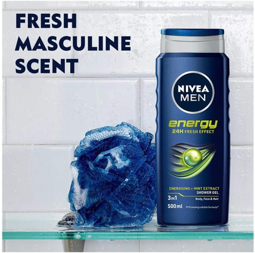 Nivea Men Energy Shower Gel Body Wash (500 ml) | Shop Online - Image 4