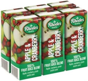 Rhodes Apple & Cranberry 100% Fruit Juice Blend (6 x 200 ml) | Shop Online
