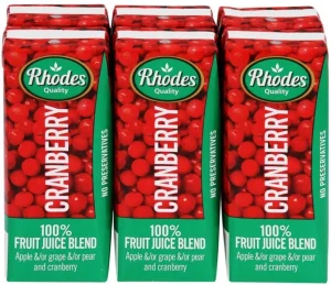 Rhodes Cranberry 100% Fruit Juice Blend (6 x 200 ml) | Shop Online