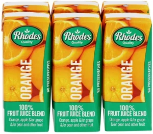 Rhodes Orange 100% Fruit Juice Blend (6 x 200 ml) | Shop Online
