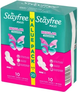 Stayfree Maxi Thick Pads Unscented Regular Wings Maxisize Sanitary Pad  (Pack of 20) | Shop Online