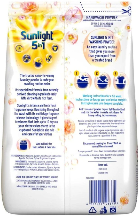 Sunlight 5-in-1 Spring Sensations Washing Powder 1 kg | Shop Online - Image 2