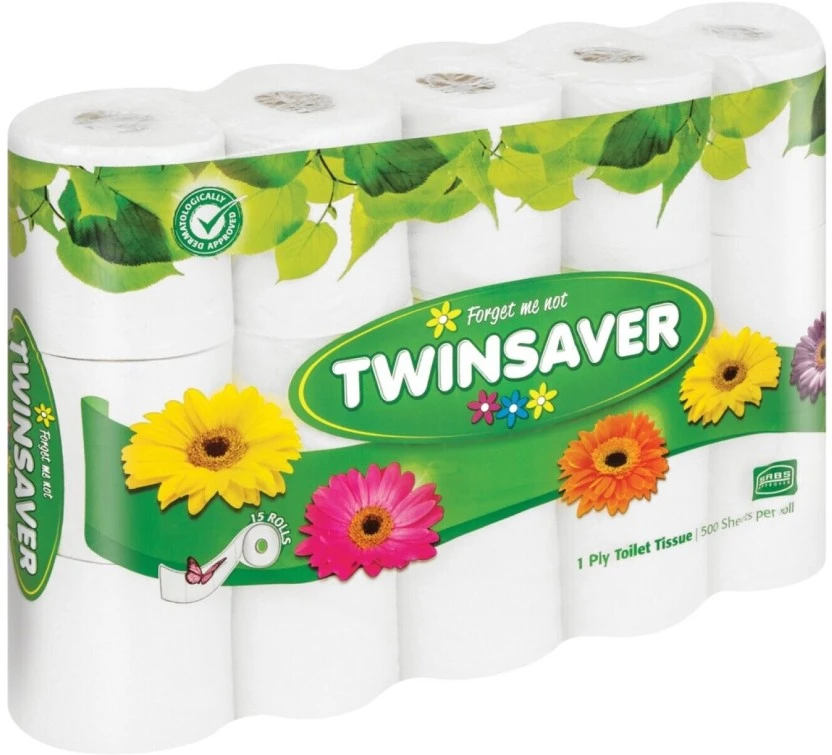 Twinsaver 1 Ply Toilet Paper Roll (Pack of x 15 Rolls) | Shop Online