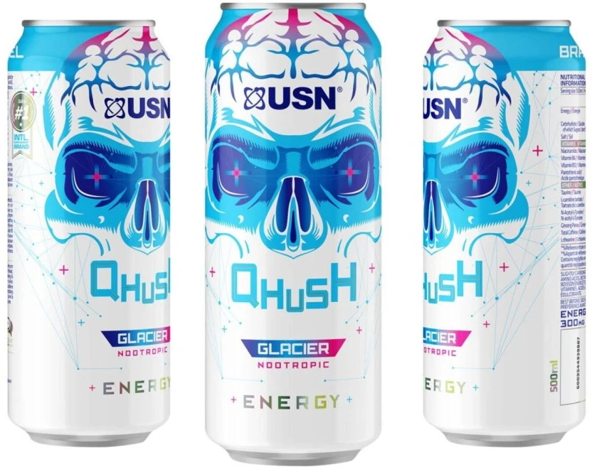 USN Qhush Glacier Energy Drink (500 ml) | Shop Online - Image 2