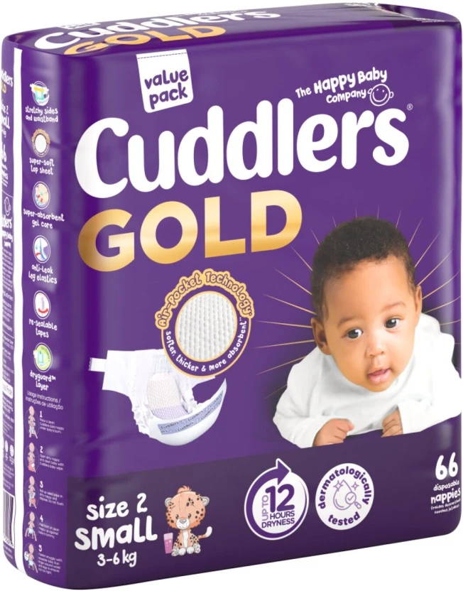 Cuddlers Gold Value Pack Tape Diapers Size 2 (66 Pieces) | Shop Online - Image 2