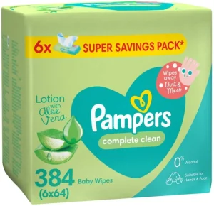Pampers Complete Clean Lotion With Aloe Vera  (Pack of 1, 384 Wipes per Pack) | Shop Online