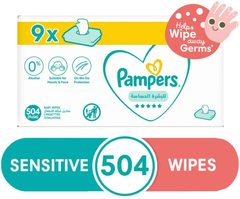 Pampers Sensitive (Pack of 1, 504 Wipes per Pack) | Shop Online - Image 2