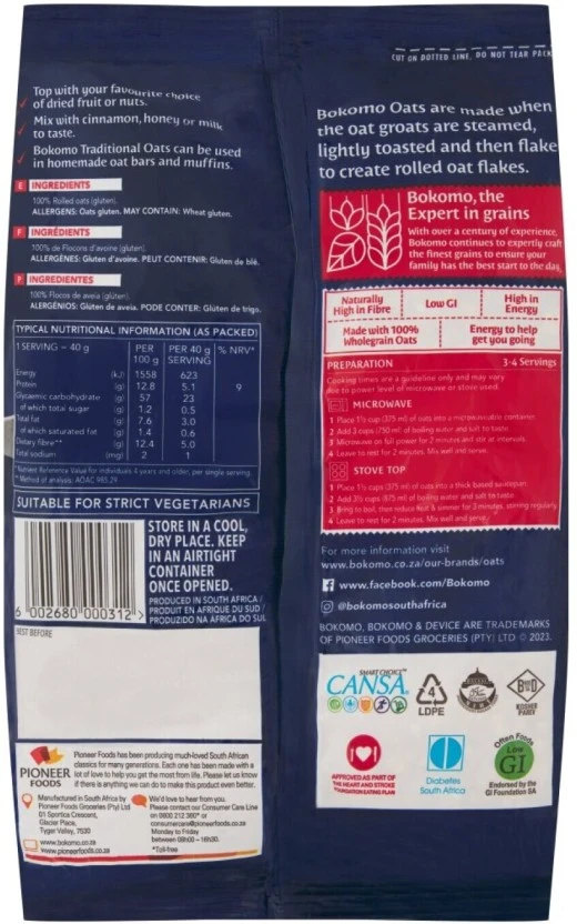 Bokomo Whole Grain Rolled Oats 1 kg - Image 2