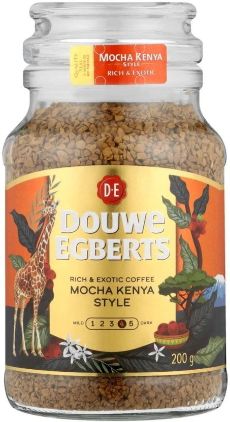 Douwe Egberts Mocha Kenya Style Instant Coffee Hazelnut Flavoured, 200 g