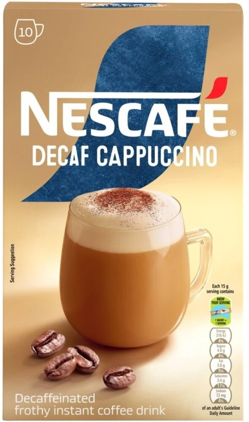 Nescafe Decaf Cappuccino Instant Coffee 10 X 15 g - Image 3