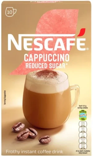 Nescafe Reduced Sugar Cappuccino Instant Coffee 10 X 12.5 g